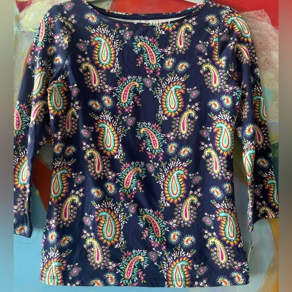 NWT Talbots multi colored Paisley Bateau Neck 3/4 sleeve Tee shirt
Beautiful! - Picture 3 of 5